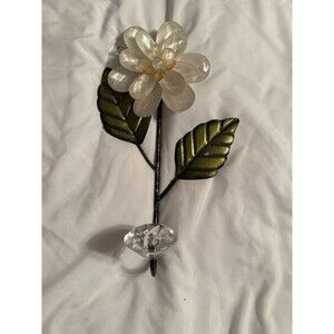 Pier 1 Metal & Acrylic Wall Hook Yellow & White Flower  Hanging Hook